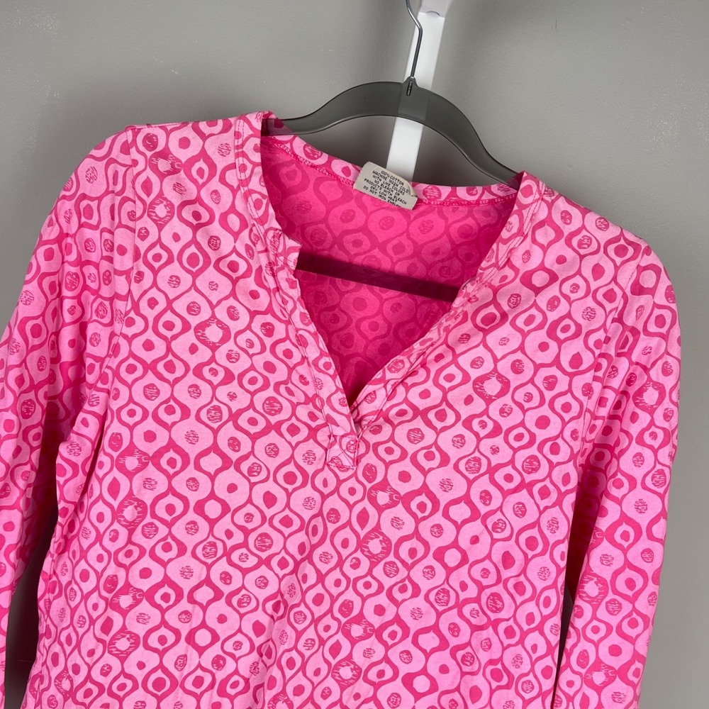 iCantoo Cotton Top Womens S Pink Printed Resort Beach Bold Bright USA